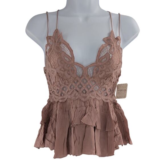 Free People Pink Adella Camisole Top Size Small - Picture 11 of 12